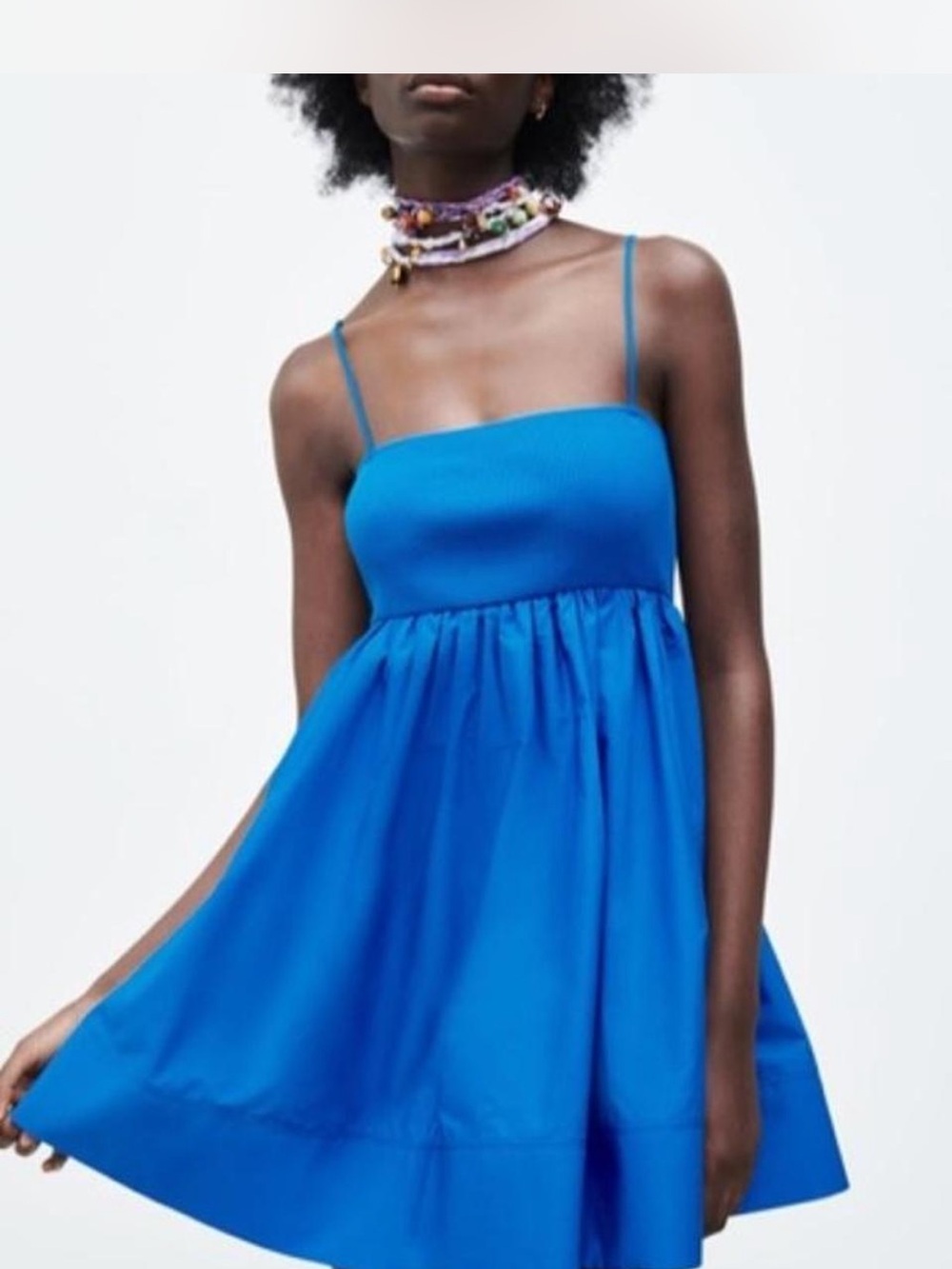 Zara Vibrant Blue Ribbed Tank Top